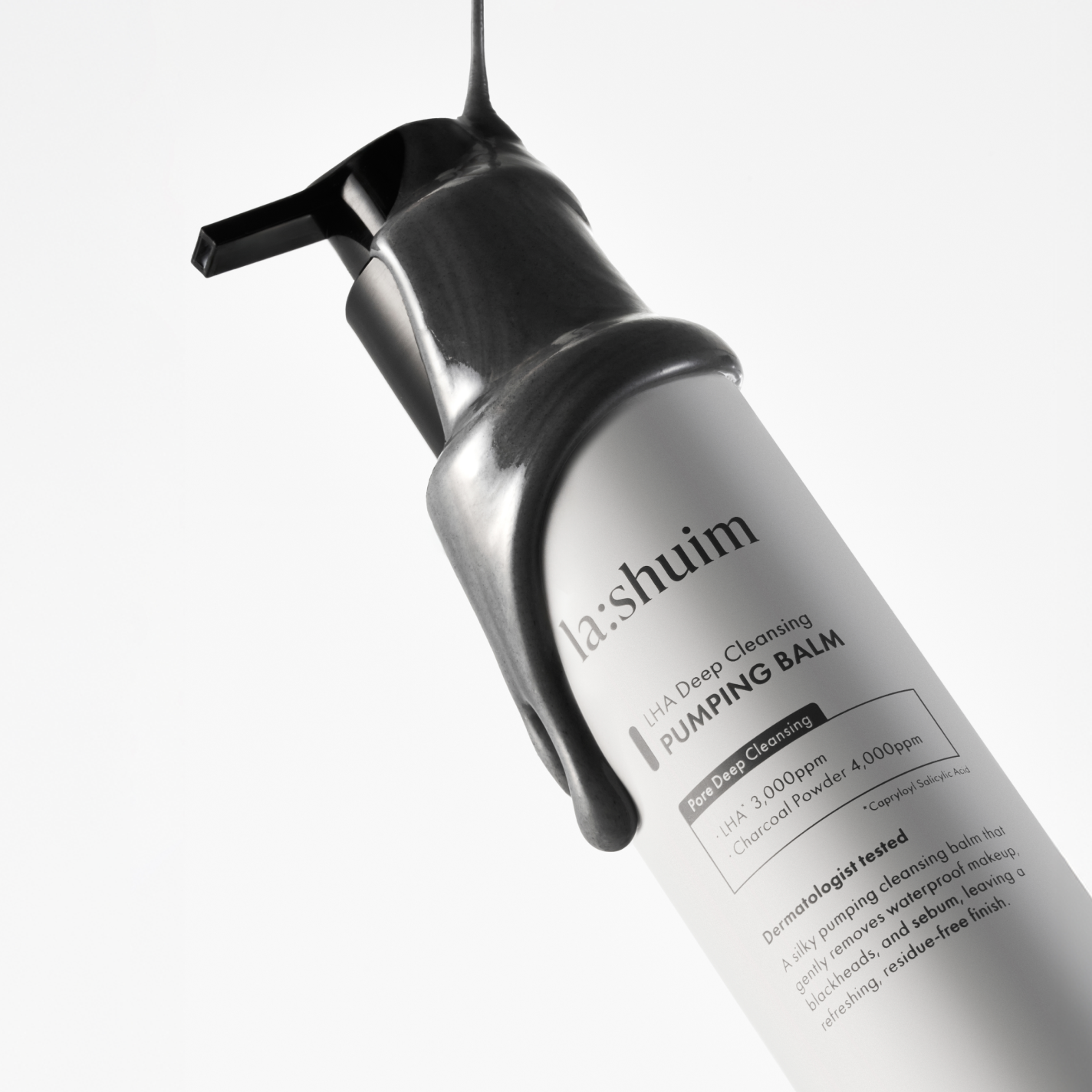 [LA:SHUIM] LHA 4-in-1 Deep Pumping Cleansing Balm, Pores, Blackheads, Sensitive Skin, Makeup Removal, Charcoal, Korean Skincare 4.5 fl oz (135 ml)